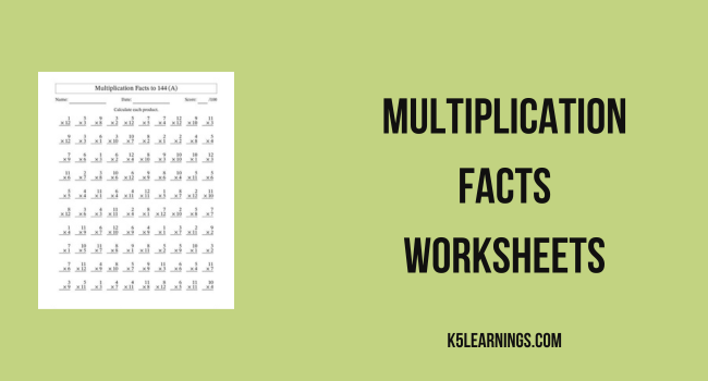 multiplication facts worksheets