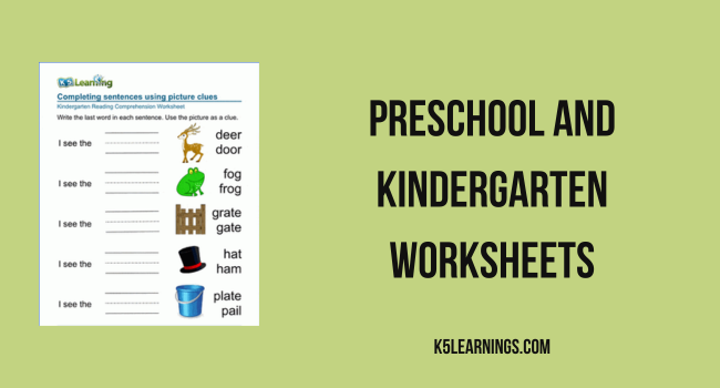 Preschool and Kindergarten Worksheets
