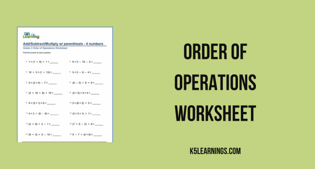order of operations worksheet