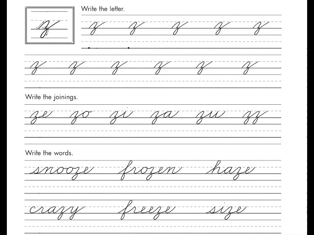 cursive z worksheets